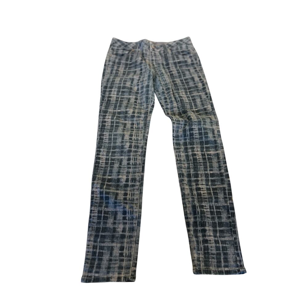 Cabi 3047 blue grid print skinny jeans pants women’s size 4